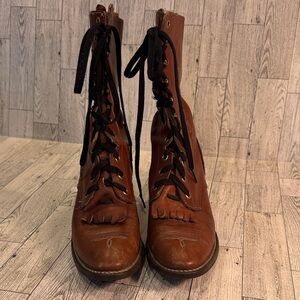 Classic Brown Leather Lace-Up Women’s Ankle Boots -